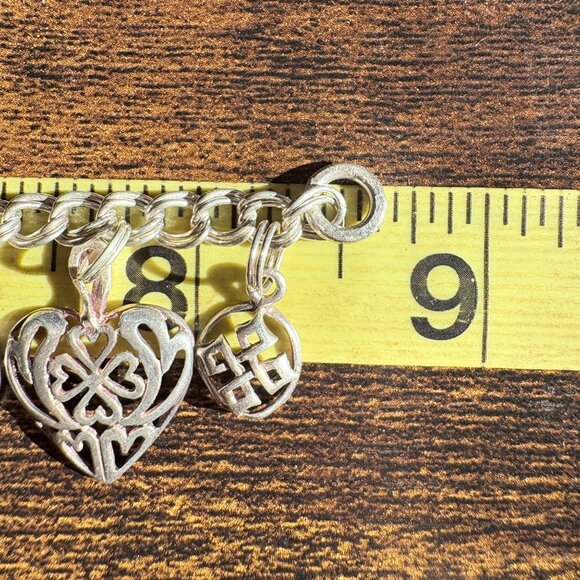 VTG Sterling Silver 925 Celtic Knot & Heart Charm Bracelet Size 8.5" Length - Picture 12 of 14